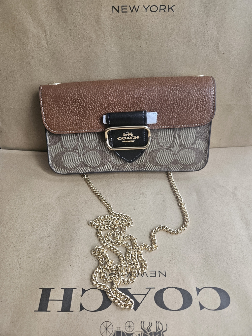 Coach Morgan Crossbody In Colorblock Signature Gold/Khaki Multi CF475